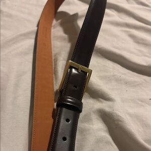 Brooks Brothers Brown Leather Belt with Gold Buckle
